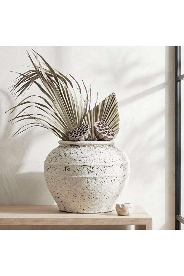 Balsam Cement Terrazo Textured Vase 53x40cm - White