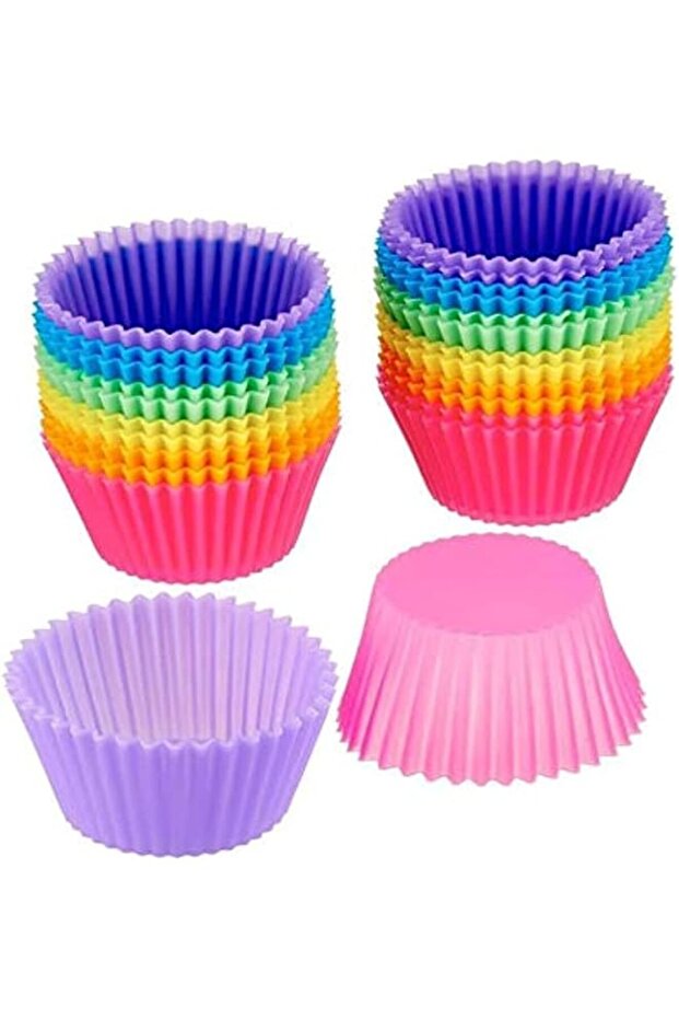 12Pcs/Lot 7Cm Muffin Cupcake Mould Colorful Round Shape Silicone Cupcake Mould Bakeware Maker Mold Tray Baking Cup Liner Molds,