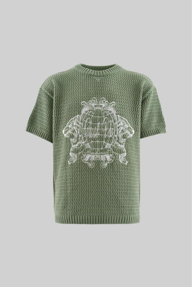Men's Mchnst Tiger Detailed Knitwear T-Shirt Water Green