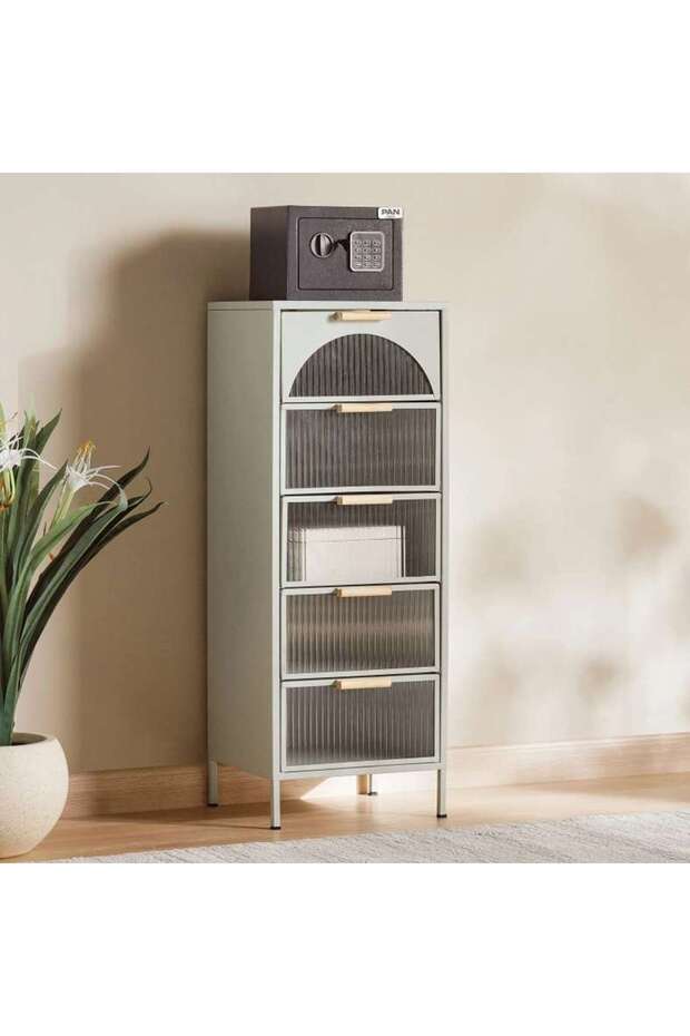 Cooper Display Cabinet With 5 Drawer Metal - Blue