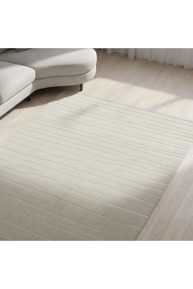 Terrain Border Handmade Premium Wool Rug 160x230cm - Beige