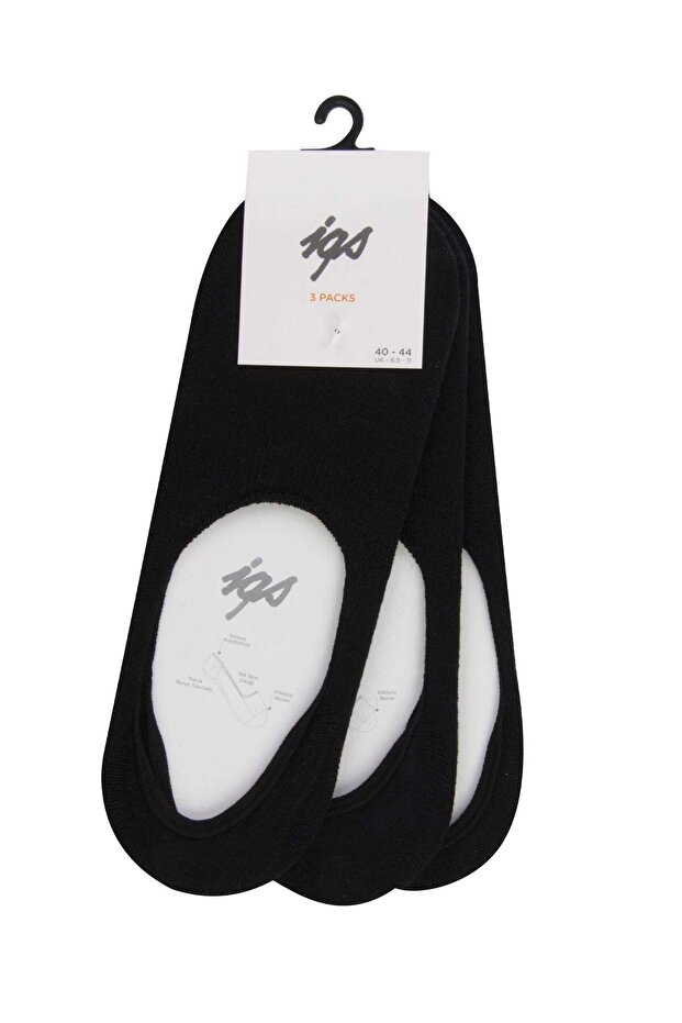 Men's Black Ballerina Socks Set of 3 Cotton Non-Slip Invisible Socks