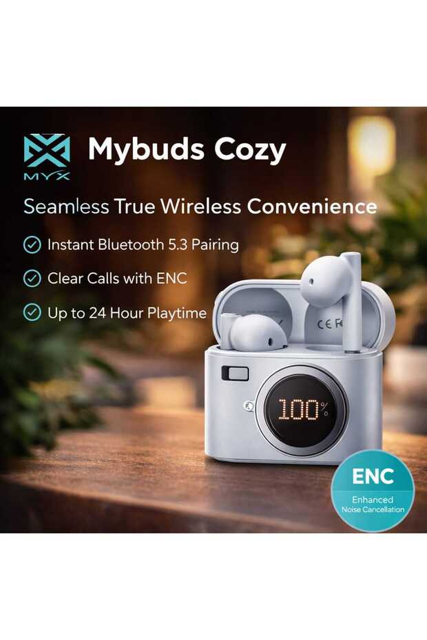 Mybuds Cozy True Wireless Earbuds Bluetooth 5.3 ENC 24H Playtime