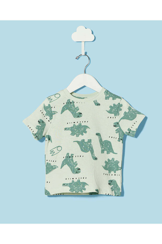 Infant Boys Blue Dino Print T-Shirt