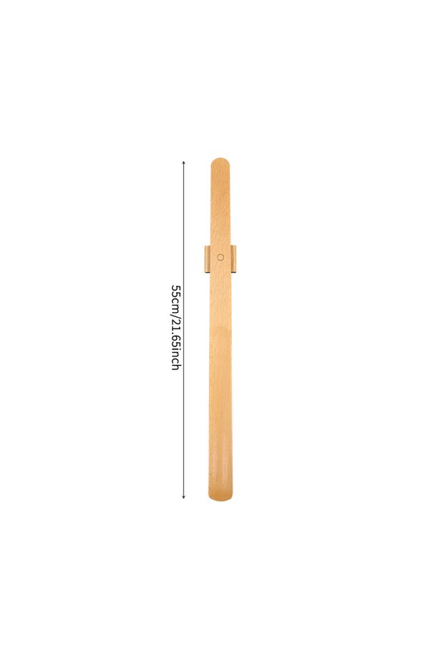 wood color 55cm Beech Wood Magnetic Shoe Horn - Premium Long Handle, No-Bend Shoe Helper for Seniors