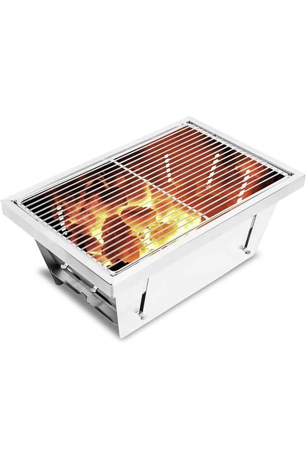 Portable Stainless Steel Charcoal BBQ Grill Foldable Outdoor Barbecue Grill for Camping Picnic Garden Beach and Travel