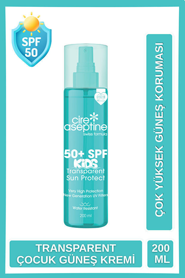 Kids 50+ Spf High Protection Transparent Children's Sunscreen Cream 200 ml