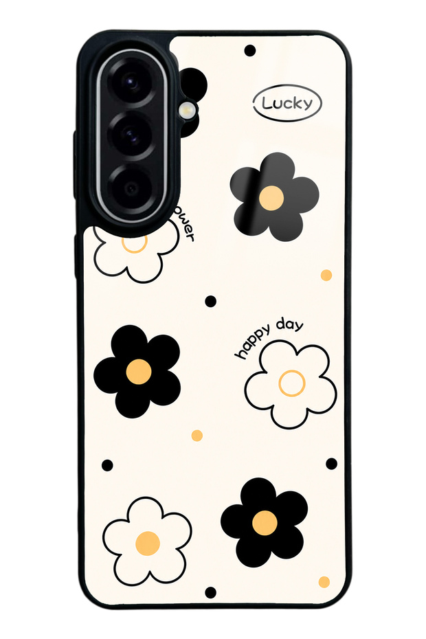 Samsung A57 White Lucky Happy Day Design Glossy Phone Case