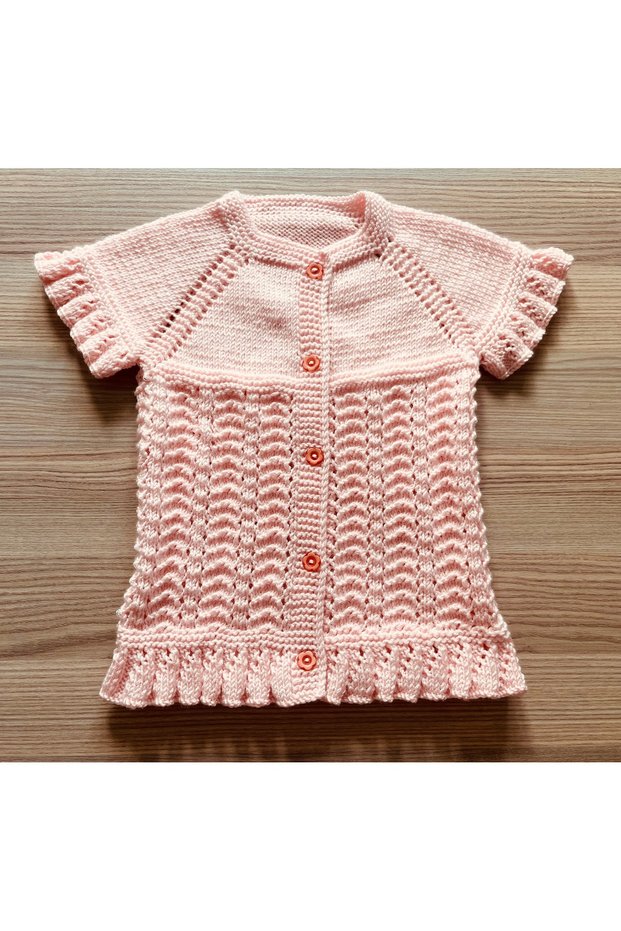 Seamless Hand Knitted Salmon Pink Baby Girl Vest