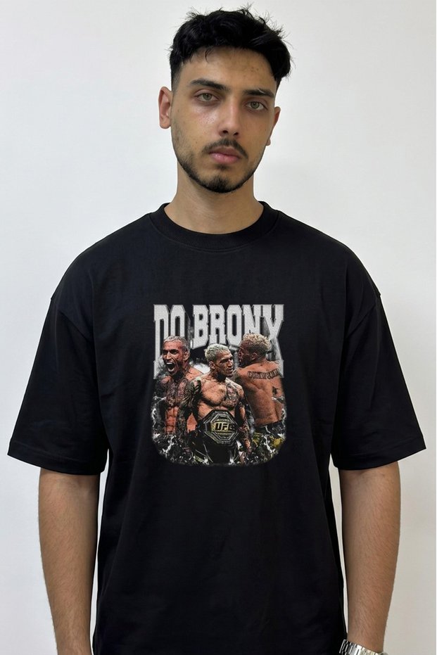 Do Bronx Design Printed Oversize Black T-Shirt