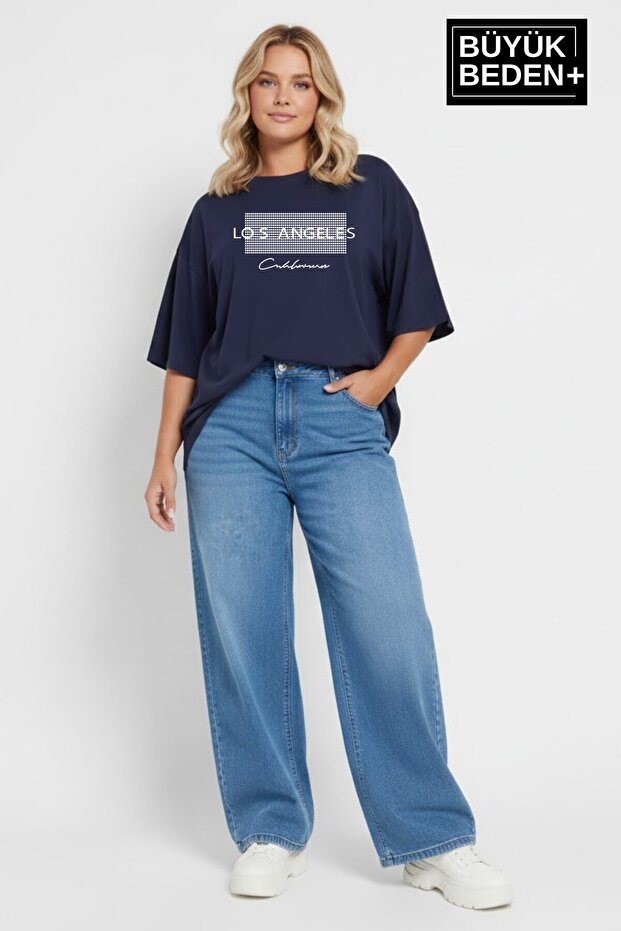 Women's Plus Size Los Angeles Printed 3Xl-6Xl Crew Neck T-Shirt Spr26Btsk510-18