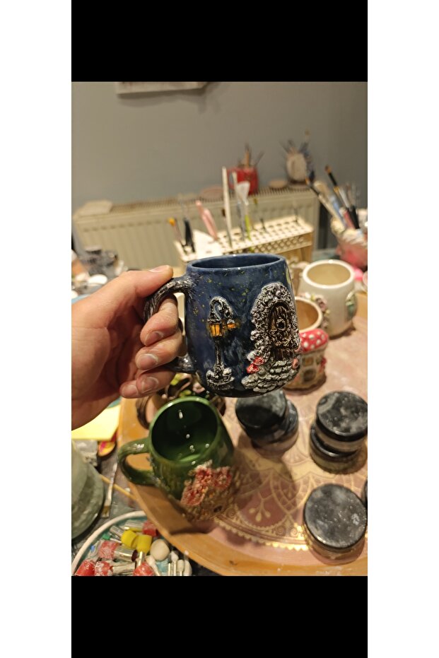 Handmade 3D Embossed Ceramic Mug | Fantastic Fairy Tale Themed | Hand Painted Special Design Coffee & Tea Cup | Collectible Handmade Mug