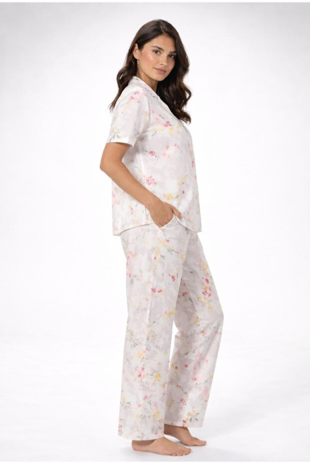 Women'S, Short Sleeve, 100% Cotton, Woven (Non-Stretch), Pajama Set/Home Wear