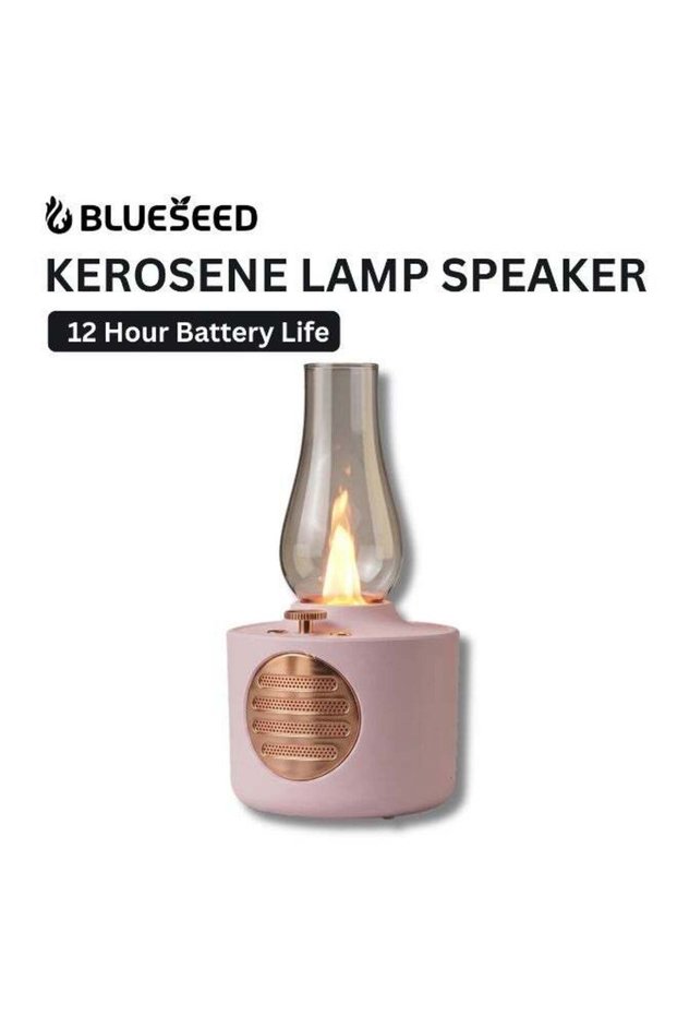 BS-604 Lamp Bluetooth Speaker, Vintage Kerosene Lantern Design Wireless Speaker, 12-Hour Battery, Dimmable Flame LED Light, Bluetooth Audio, Ambient Home Décor Speaker