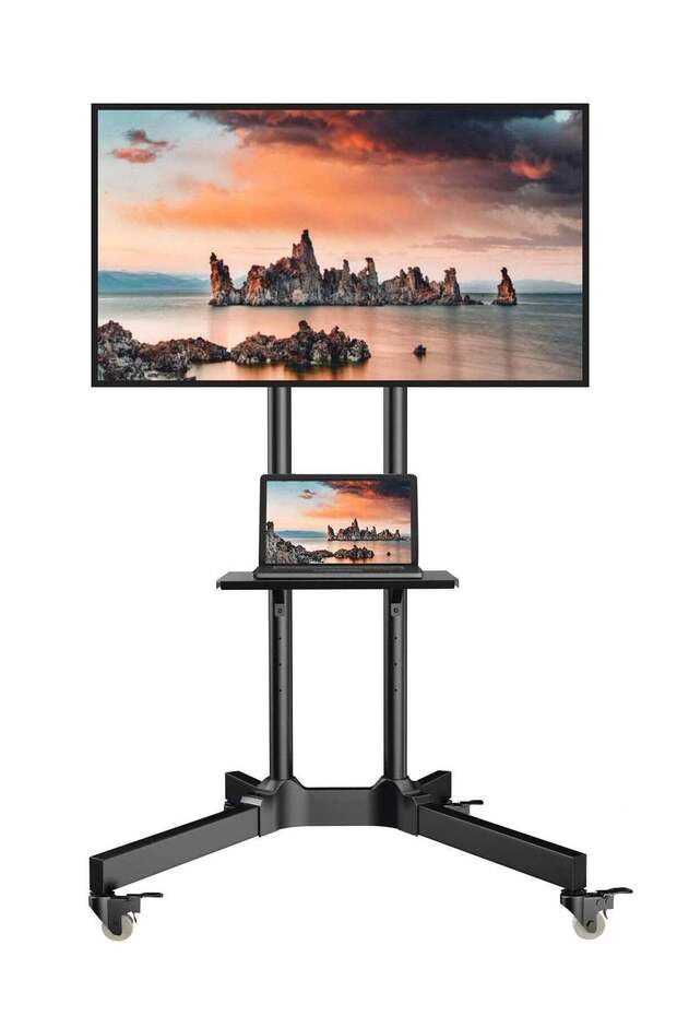 Mobile TV Cart with Wheels for 32-65 Inch LCD LED Plasma Flat Screen TVs- Height Adjustable