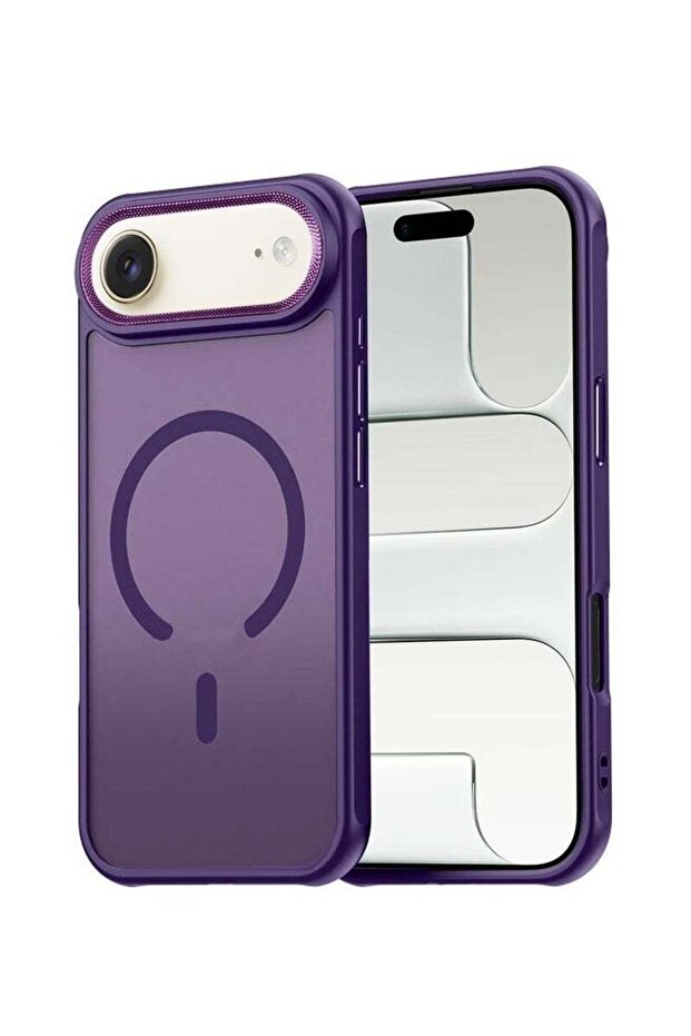 iPhone Air 5G 2025 Hard Silicone Hybrid Translucent Case | Slim Stylish Magnetic MagSafe Compatible Shockproof Protective Phone Cover (MCMPMN) – Eggplant Purple