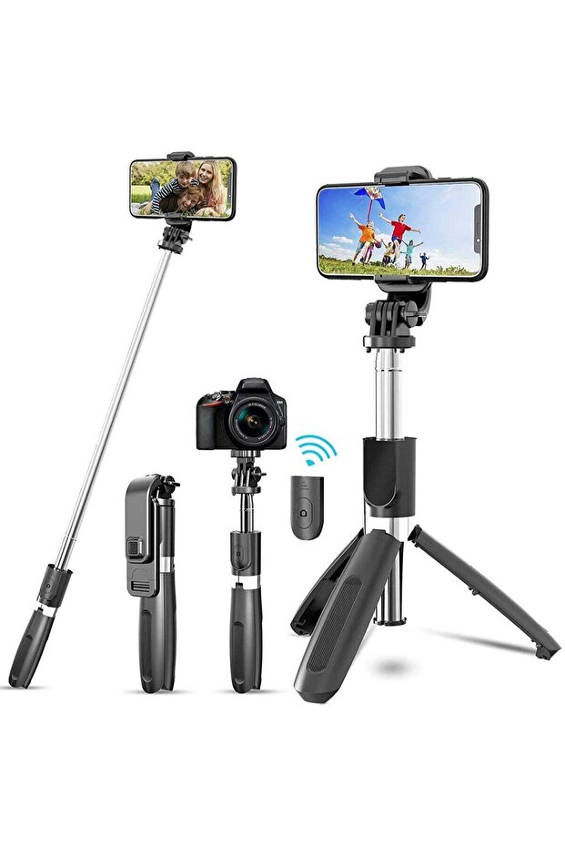 Portable 40 Inch Aluminum Alloy Selfie Stick (Black-E)