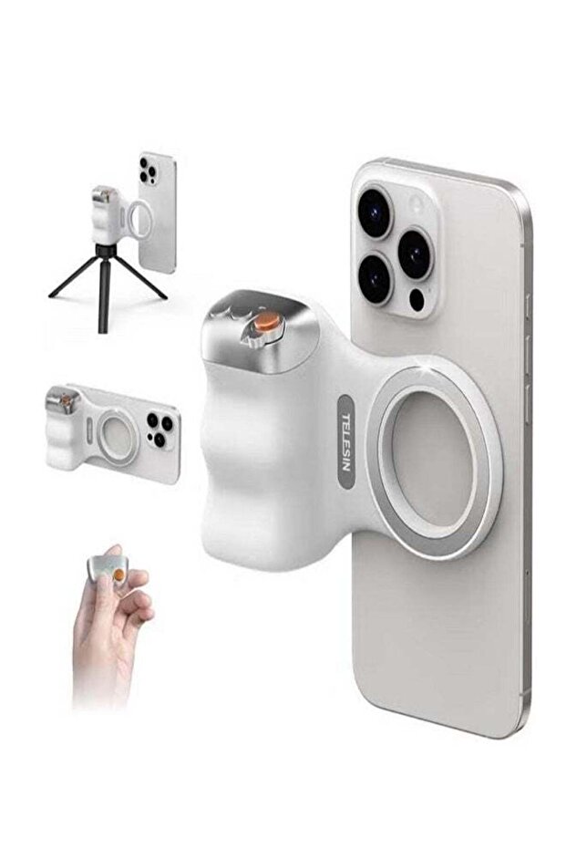 Magnetic Phone Camera Grip with Wireless Shutter Button | DSLR-Style Ergonomic Handle for iPhone & Android, Detachable MFI Certified Shutter, 1/4" Screw for Tripods & Accessories