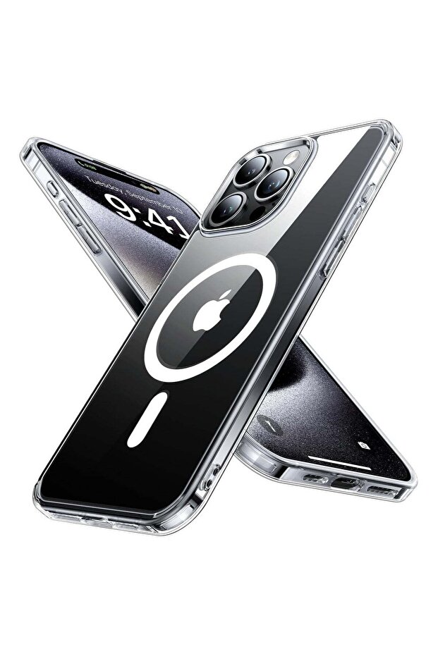 Case Compatible with iPhone 15 Pro Max Magsafe Clear Cover Magnetic Wireless Charging Support, Shockproof Protection, Scratch-Resistant
