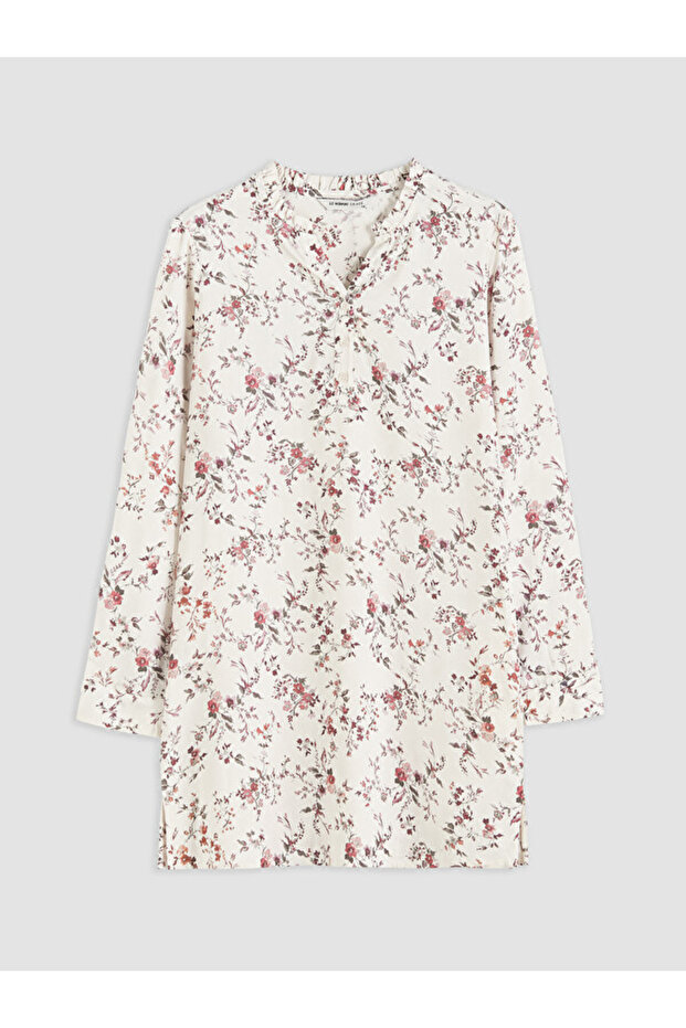 Ruffled Collar Floral Women's Tunic