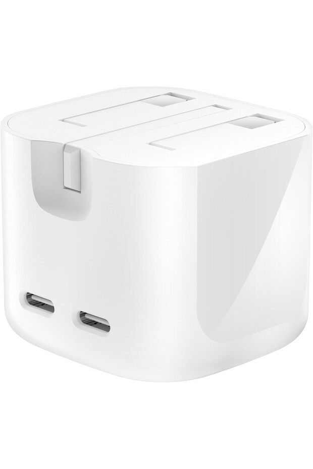 67W Dual-Port GaN Charger with 2x USB C Ports for MacBook, iPhone, iPad, Galaxy, Pixel - White