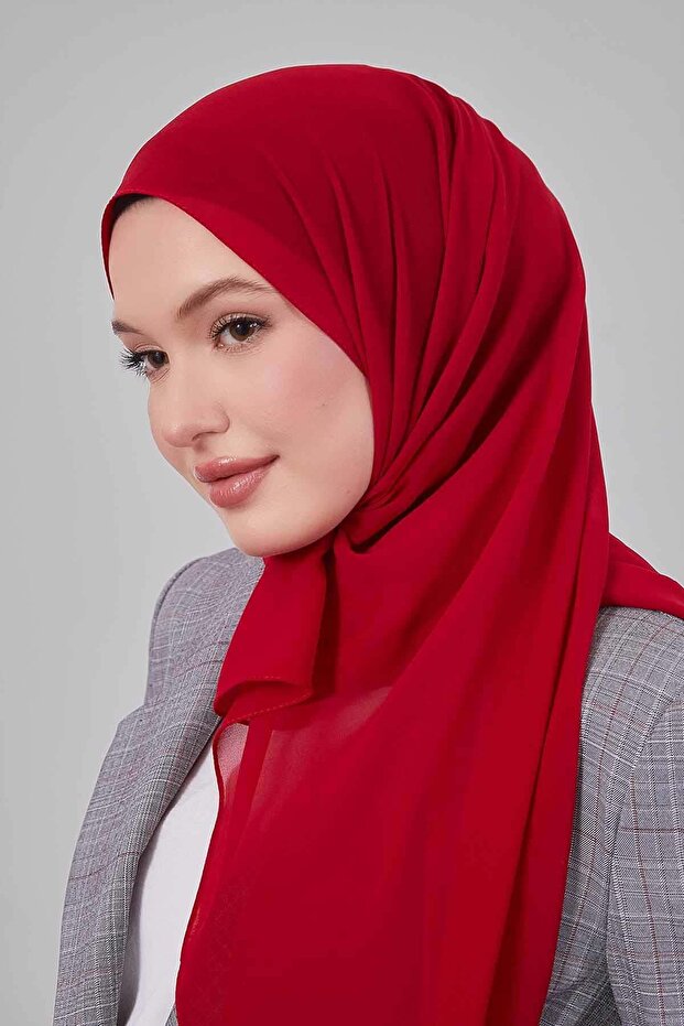 شال شيفون أحمر فاخر - 3