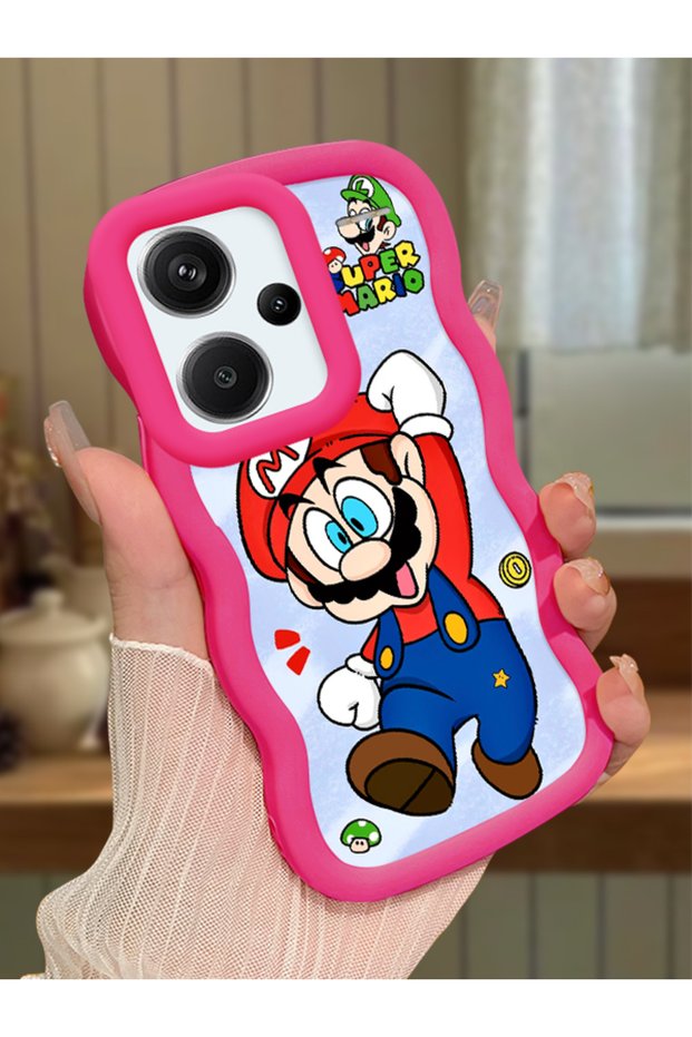 Redmi Note 13 Pro Plus 5g Compatible Case with Camera Protector Red Silicone Couple Phone Case Mario Pattern
