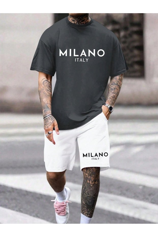Unisex Oversize Shorts Set Short Sleeve T-Shirt Comfortable Fit Summer Casual Sports