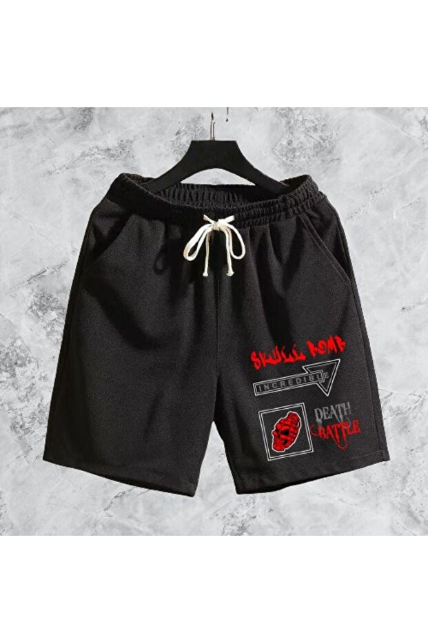 Printed Men's Black Shorts - 1