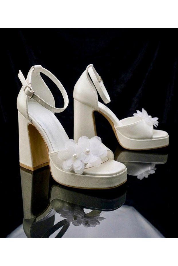 Women's Bride Bridal Wedding Shoes Platform Single Strap High Heel Shoes Feli̇syabuti̇k