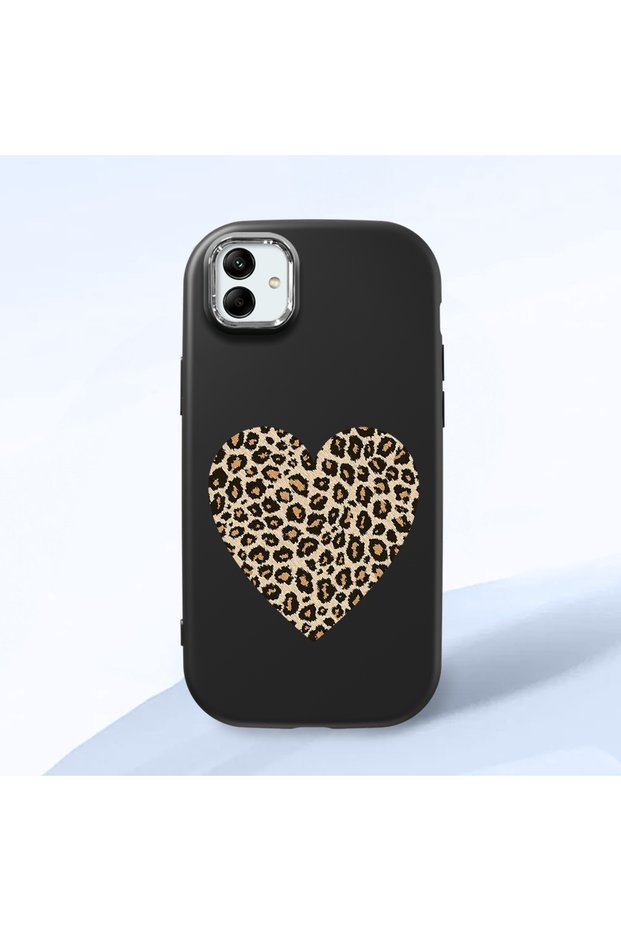 Samsung Galaxy A04 Compatible Case Camera Protector Black Silicone Couple Phone Case Heart Pattern