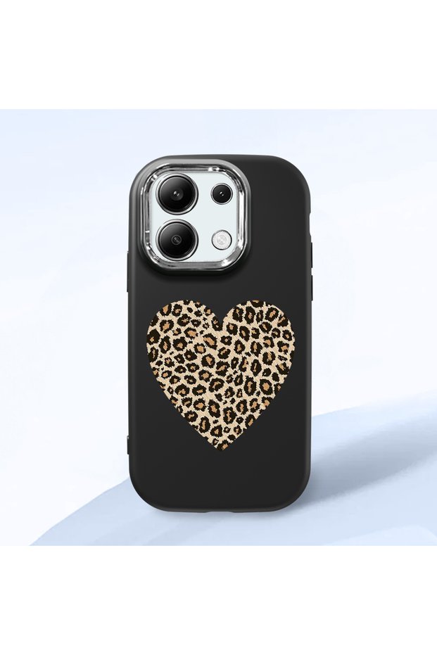 Redmi Note 13 4g Compatible Case Camera Protector Black Silicone Couple Phone Case Heart Pattern