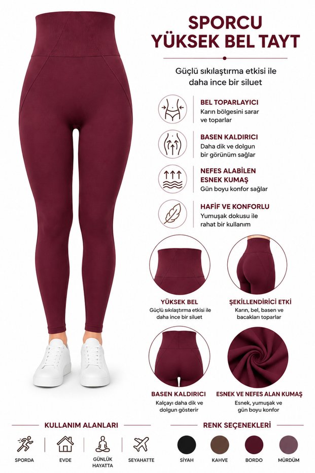 High Waist Tummy Control Leggings – Flexible, Firming, Casual and Sporty Women's Leggings