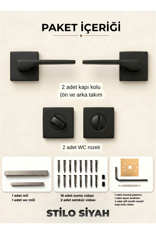 Stilo Black Square Badge Door Handle Luxury Wc Door Handle