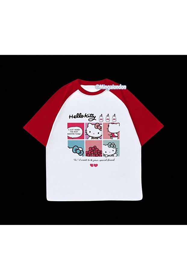 Hello Kitty Printed Red Raglan Sleeve T-Shirt