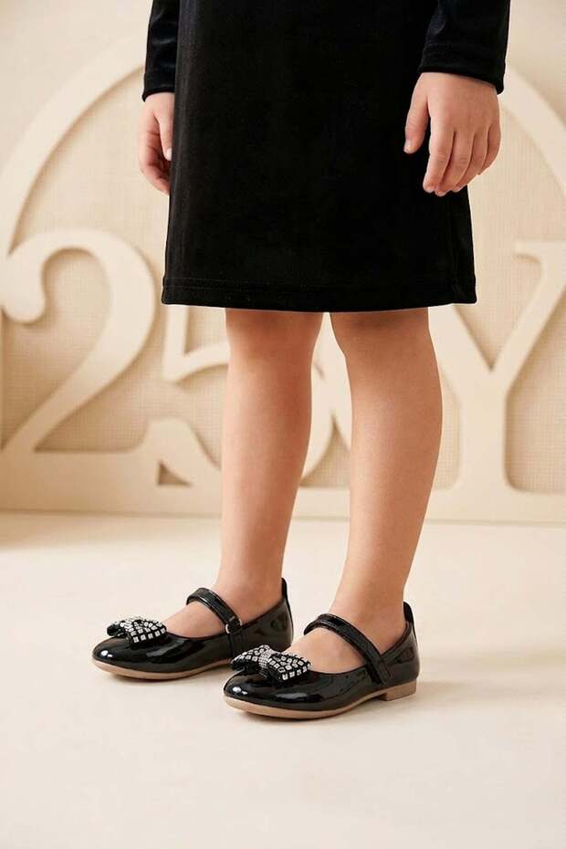 Elit Hy-P-500-26Y Filet Girls' Ballerina Flats Black