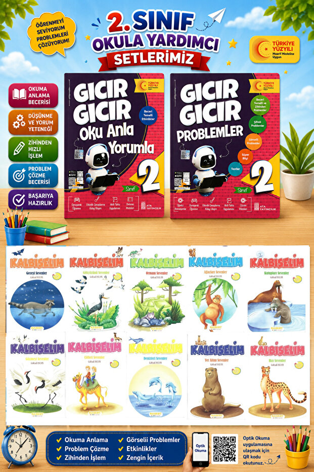 2.Sınıf Oku Anla Yorumla + Problemler + Kalbiselim Hikaye Seti