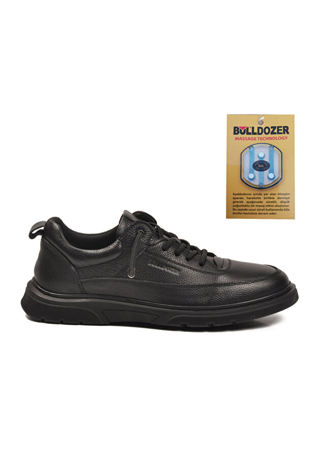 Black Floter Genuine Leather Orthopedic Men's Casual Shoes 260044 m
