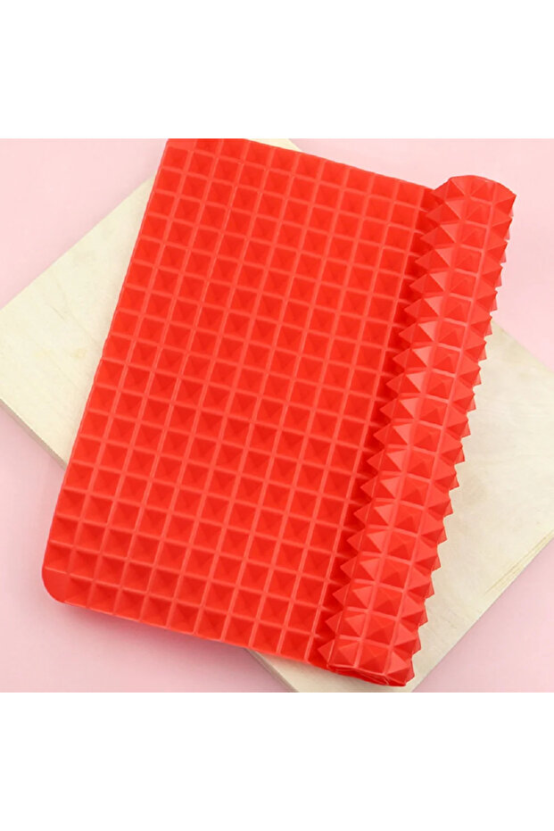 red Silicone Pyramid Baking Mat for Oven Non-Stick Cooking Tray Reusable Heat-Resistant Grill Mat fo