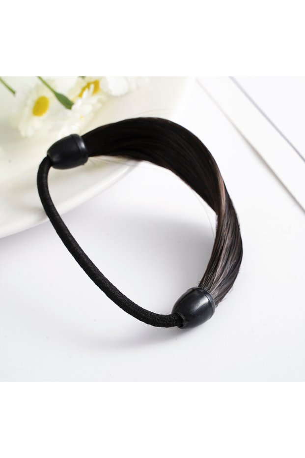 dark brown 1pcs Band Made Of Hair Rope Simulation Wig Head Rope Fashion Wig Hair Ring Straight Hair