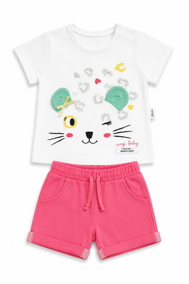 100% Cotton Baby Girl T-Shirt Shorts Set