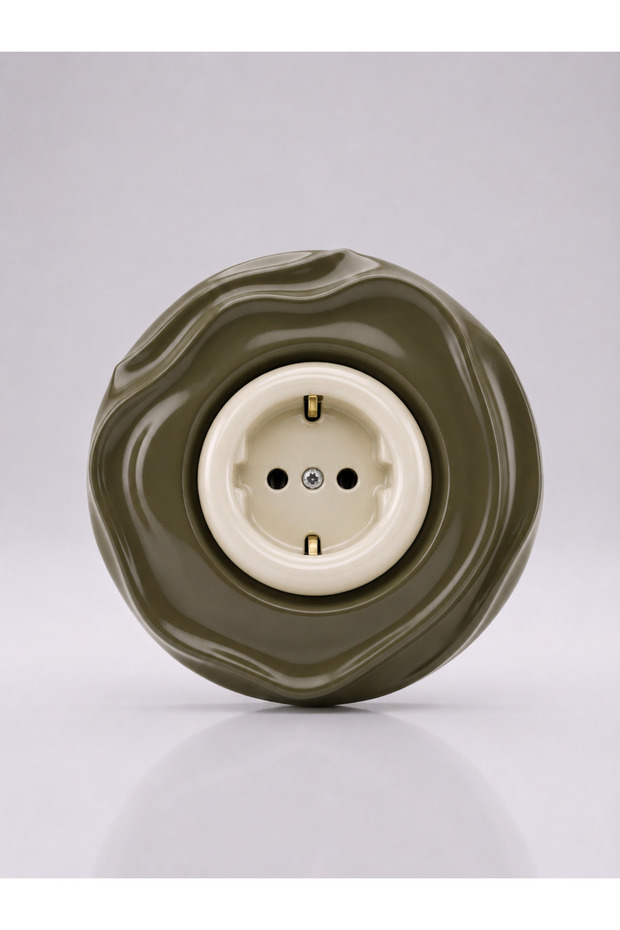 Special Design Wavy Series Exterior Khaki Interior Cream Decorative Socket a Quality Plastic (Mechanism Included)
