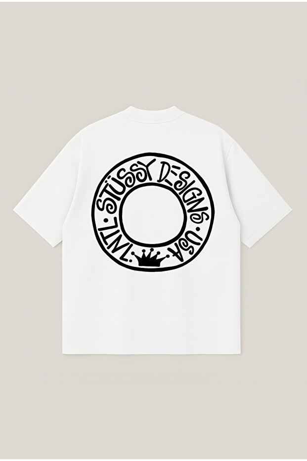 Stussy Design Printed Oversize Boxy Cut Unisex 100% Cotton Printed Tshirt | Streetwear