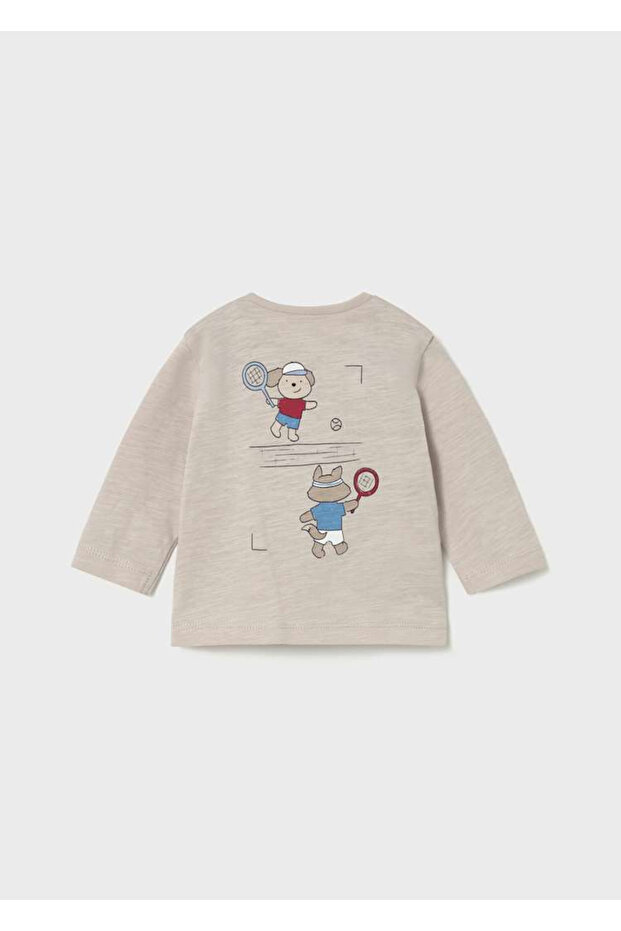 Baby Long Sleeve T-Shirt with Pockets Beige 1075