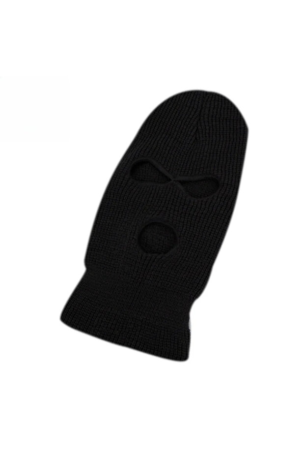 Black 1pc Balaclava 3-Hole Ninja Riding Mask Windproof Warm Fashionable Elastic Design Riding Mo