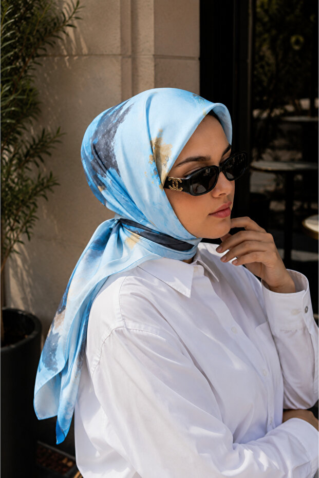 Modern Floral Pattern Scarf Series Turquoise