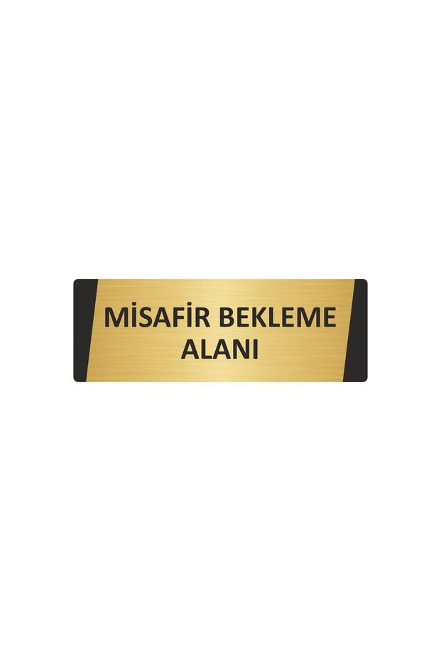 Guest Waiting Area Metal Warning Sign 7X20 cm Gold Color