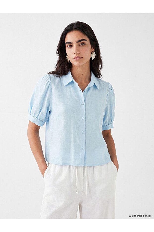 Lcw Vision Blue Regular Fit Women's Shirt