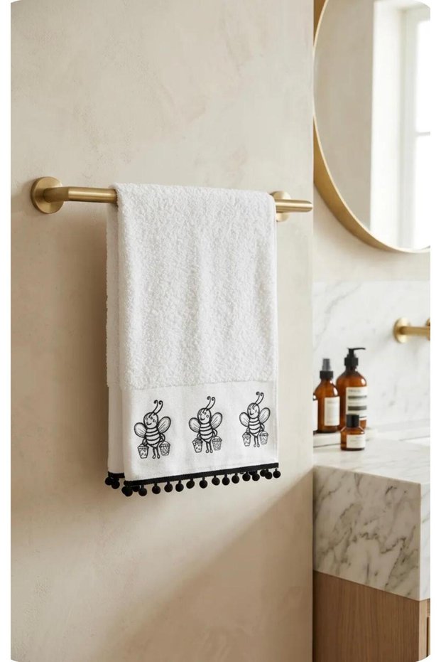 Buzzella | Patented Design - Soft Thick Textured Embroidered Hand and Face Towel - 100% Cotton, Stylish, Ethnic Design Towel (50X90 cm)
