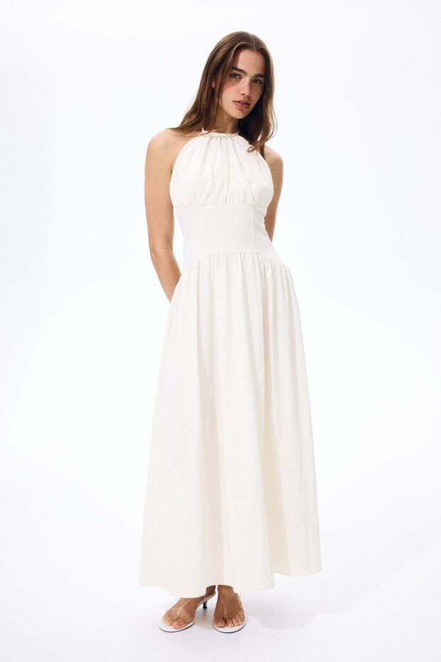 Ruched halterneck dress